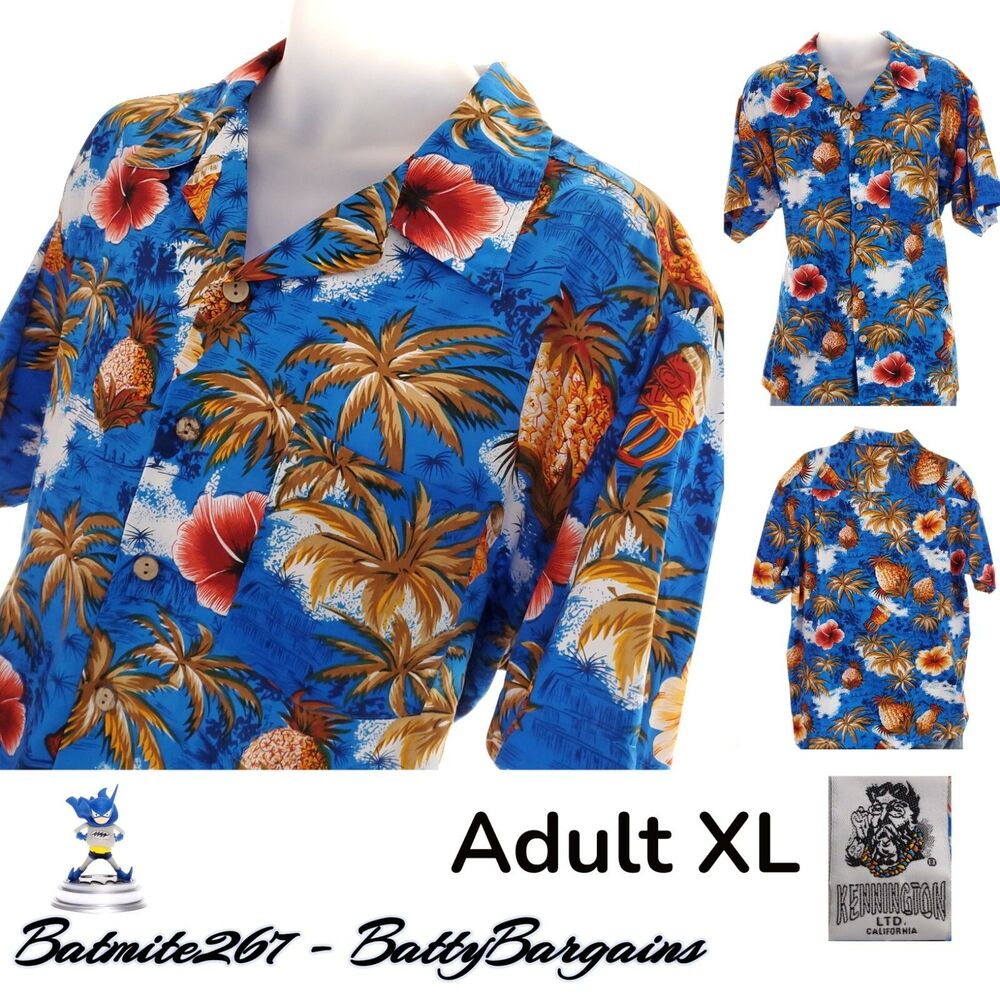 VTG Kennington Ltd Men's XL Floral Hawaiian Aloha S/S Vacation Beach Camp Shirt